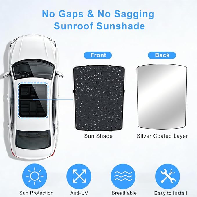 Car Sunroof Compatible with Q5 2009-2017 5-Door SUV, Foldable Glass Roof Sunshade with Storage Bag, Heat Insulation Sun Protection Roof Interior Sunshade