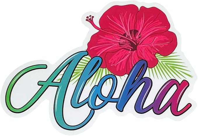 Aloha Designs 3 Pack Aloha Hawaii Hibiscus Long Lasting Coconut Air Freshener and 2 Aloha Stickers | Decorative Hawaiian Tropical Scented Hanging Air Freshener With Island Vibe For Car, Closest, Home,