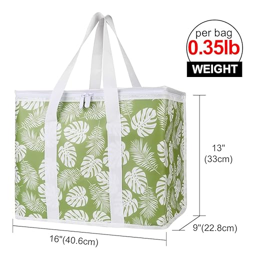 Bodaon 4-Pack Cooler Insulated Food Delivery Bag, X-Large Bags for Grocery/Catering/Shopping, Rideshare Delivery Bag, Thermal Hot Pizza, Large Cold and Frozen, XL Tote, Leaf