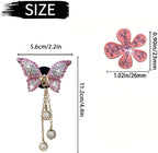 4 Pcs Pink Bling Butterfly and Daisy Car Air Fresheners Vent Clips Diffuser Vent Clip Rhinestone Diamond Decoration Car Interior Decor Cute Accessories for Women, Automotive Air Fresheners