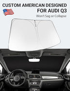 Proadsy 2026 Upgrade Windshield Sun Shade Custom Fit 2013-2018 Audi Q3 Foldable Front Sunshade Protector Sun Visor Blocks UV Rays Keep Car Cooler