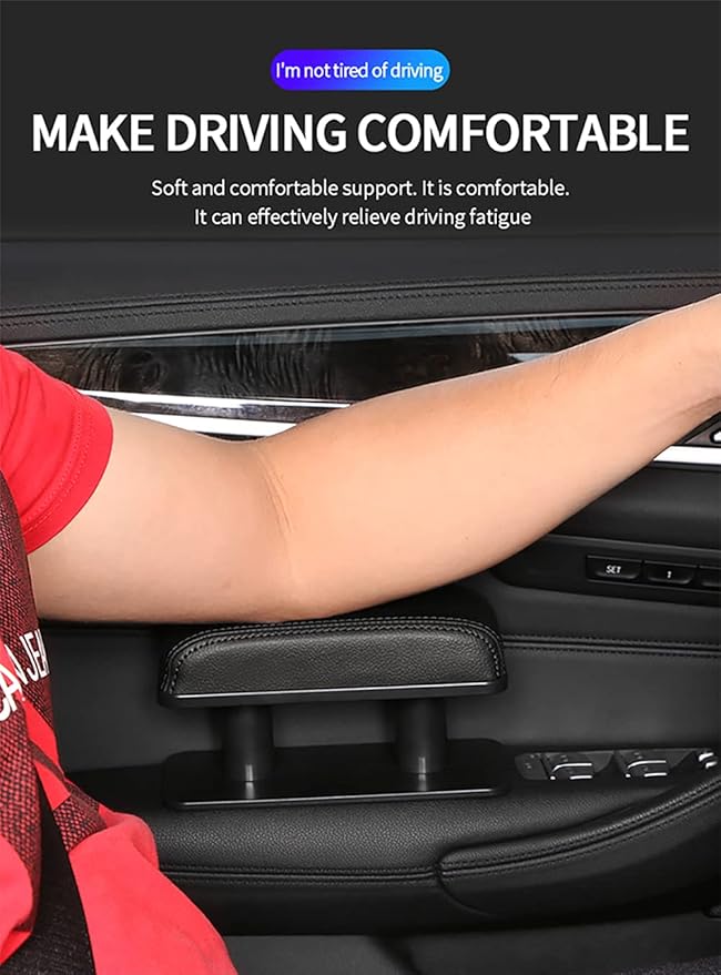 JEYODA Car Armrest Pad, Left Elbow Support, General Leather Booster Pad, Central Armrest Box, Adjustable Armrest (Beige)