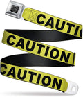 Buckle-Down Seatbelt Belt - CAUTION Yellow/Black - 1.0" Wide - 20-36 Inches in Length