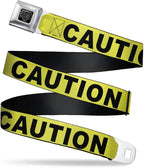 Buckle-Down Seatbelt Belt - CAUTION Yellow/Black - 1.0" Wide - 20-36 Inches in Length
