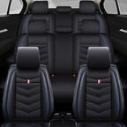 Car Seat Cover 7 Seats for Ford Explorer 2000-2025, Waterproof Durable Compatible Airbag, Premium Leather Seat Protector(7 Seats Standard,Black Blue)