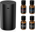 Airversa Waterless Essential Oil Diffuser Starter Kit with 4 x 10mL Hotel Scent Fragrance Oil, Aluminum Housing, Battery Operated Mini Scent Air Portable Diffuser for Home Car Office, ADX Kit Black