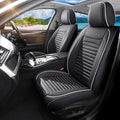 Car Seat Covers Full Set Fit for Toyota Matrix 2003-2014, Premium Faux Leather Car Seat Protector,Breathable Anti-Slip Full Wrapping Edge Seat Covers(Black&White,Full Set)