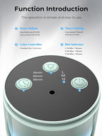 Battery Operated Waterless Diffuser – Portable Scent Machine for Car, Office & Bedroom, Ultrasonic Aroma Mist with 9 Color LED Light, Mini Essential Oil Diffuser Light Cyan