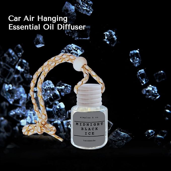 Midnight Black Ice Car Air Hanging Essential Oil, Car Air Freshener Diffuser, Long Lasting Essential Oils, Aromatherapy Vehicle Diffuser by Simplee & Co