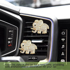 2PCS Car Air Vent Clip, Car Vent Accessories, Crystal Elephant Car Air Fresheners Vent Clips, Rhinestone Air Conditioning Outlet Clip Interior Decoration Universal for Women and Girls (Gold)