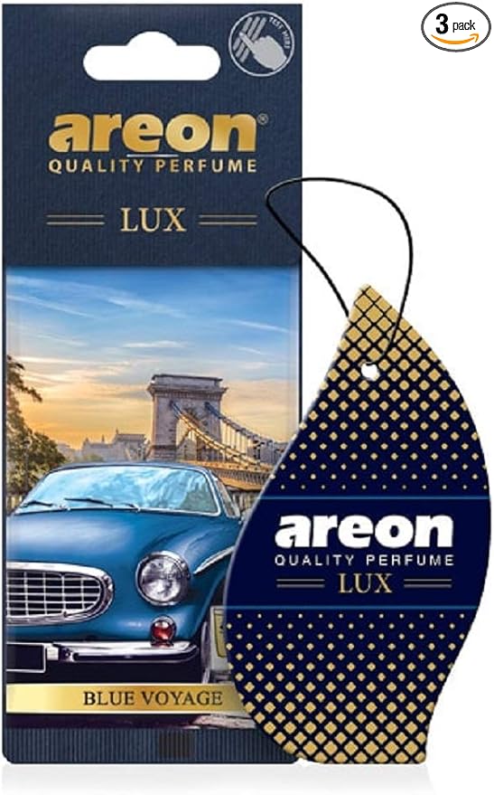 AREON Lux Hanging Car and Home Air Freshener, Blue Voyage (Pack of 3)