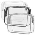 PACKISM TSA Approved Toiletry Bag 3 Medium - Quart Size Clear Makeup Bag for Carry On, Airport Security Compliant Clear Travel bag for Toiletries with Reinforced Seams, Black White Grey
