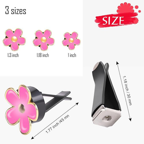 Acantha Car Air Freshener Decorations Vent Clips 6-Pack Daisy Flower Auto Accessories Lavender Women Car Decor Air Conditioning Outlet Clip - Pink Purple White
