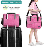 PetAmi Dog Travel Bag - Travel Pet Organizer with Food Container and Bowls, Perfect for Weekend Camping or Gifting - Pink, Medium