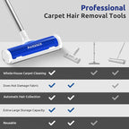 ACE2ACE A3 Pro Carpet Roller for Pet Hair, Carpet Pet Hair Removal Tool, Reusable Large Lint Rollers, 5 Feet Long Handle No Bending No Kneeling, Cat Dog Hair Remover for Carpet, Rugs, Mats, Blue