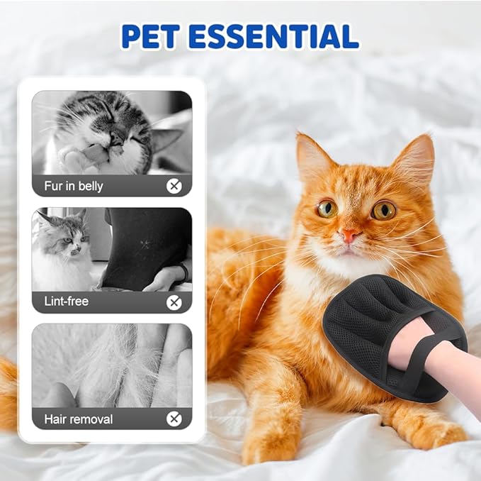 Pet Hair Removal Glove, 2025 Upgrade Pet Hair Remover Electrostatic Gloves, Pet Hair Removal Tool Pet Hair Remover Mitt, Reusable Cat Grooming Gloves for Dogs, Cats, Furniture & Clothes (1 Pack)