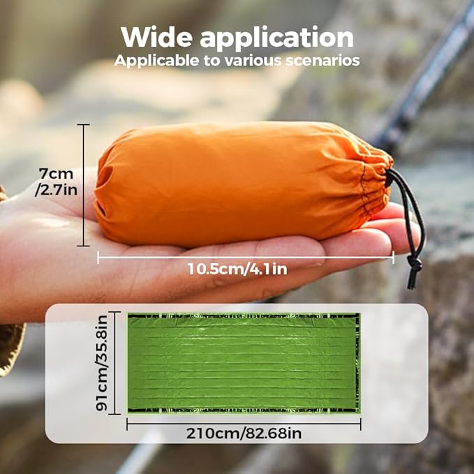 2026 New Blanket, Emergency Sleeping Bag for Survival, Blanket with Emergency Whistle Waterproof, Compact Lightweight, Emergency Mat for Survival Kit Car Camping Gear Hiking Go (Green*3)