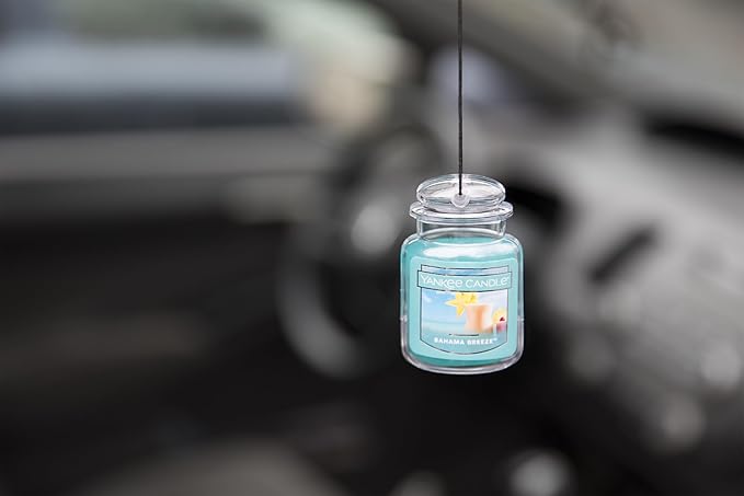 Yankee Candle Car Air Fresheners, Hanging Car Jar Ultimate, Neutralizes Odors Up To 30 Days, Bahama Breeze, 0.96 OZ (Pack of 12)