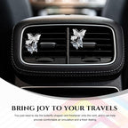 2PCS Car Air Vent Clips, Dual Butterfly Diamond Car Air Conditioner Outlet Vent Clip, Cute Car Diffuser Perfume Clip, Car Air Freshener Decor Accessories for Women Girl (Gray, Style 1)