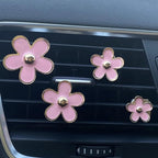 4 Pcs Metal Daisy Air Vent Clips Flower Car Air Freshener Clip Air Conditioning Outlet Clip Bling Charm Car Inter Decor Accessories for Girls Women