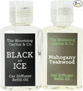 1 OZ Premium Car Diffuser Refill Oil – 2 Pack Long Lasting Fragrance Oil for Car, Home & Office | Compatible with Most Diffusers | Fresh, Pleasant Scent for Every Space (Black Ice + Mahogany Teakwood)