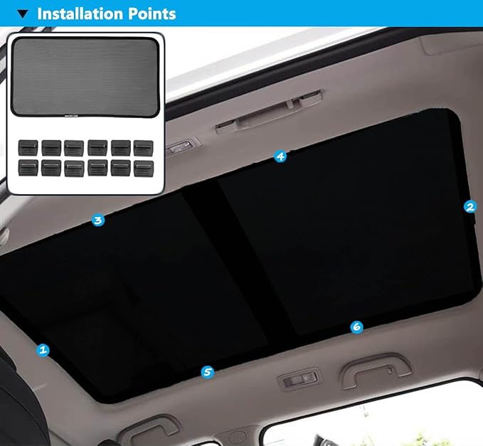 Car Sunroof Compatible with Tiguan 2016-2010 5-Door SUV, Foldable Glass Roof Sunshade with Storage Bag, Sunshade Roof Heat Insulation Sun Protection Roof Sunshade Interior