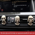 Car Air Freshener Vent Clips 3-Pack Beige Resin Skull Design Aromatherapy Diffuser