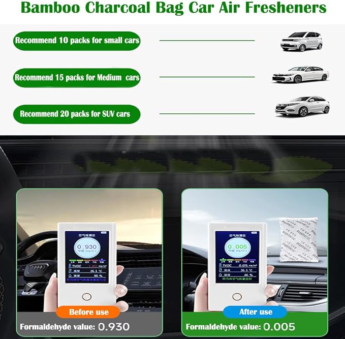 20Pack Natural Activated Charcoal Odor Absorber Air Purifying Bag for Car or Home Odor Eliminator; Car Air Freshener; 10g/Pack Deodorizer and Moisture Eliminator for Home,Cars,Closet,Basement,Pets