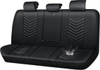 CAR PASS 3D Foam Luxury Leather Back Bench Car Seat Covers,Waterpoof Faux Leather Rear Seat Cover Universal Fit for Cars Sedans SUVs Vans Trucks 95% Automotive Backseat, (Rear,Black)