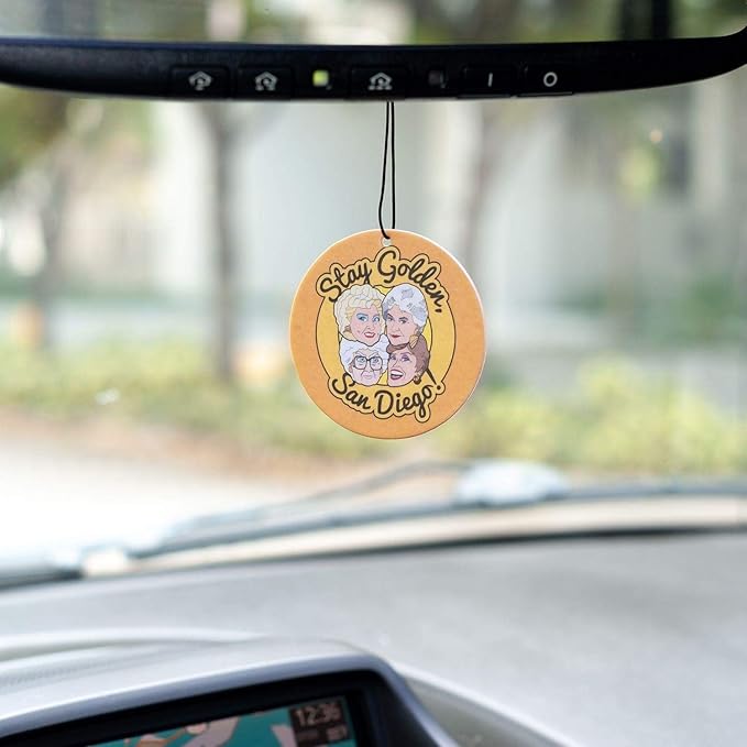 The Golden Girls "Stay Golden, San Diego!" Car Air Freshener | Exclusive Golden Girls Collectible | Sweet Lavender Scent