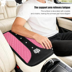 Bling Car Center Console Cover, Crown Crystal Rhinestones Vehicle Armrest Mat Protector, Anti Slip Sparkling Automotive Arm Rest Seat Box Cushion Pad Decor Accessories, Universal Fit (Pink)