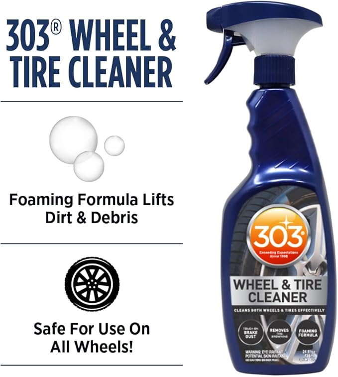303 Products Wheel and Tire Cleaner - Cleans Both Wheels and Tires Effectively - Tough on Brake Dust - Removes Tire Browning - Foaming Formula, 24 fl. oz.