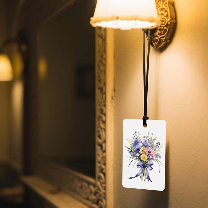 Watercolor Floral Car Air Freshener 4 Pcs, Botanical Bouquet Hanging Air Freshener for for Cars Closet Drawer Books,Gifts for Flower Lovers, Decor for Car Accessories Mirror Decor for women.