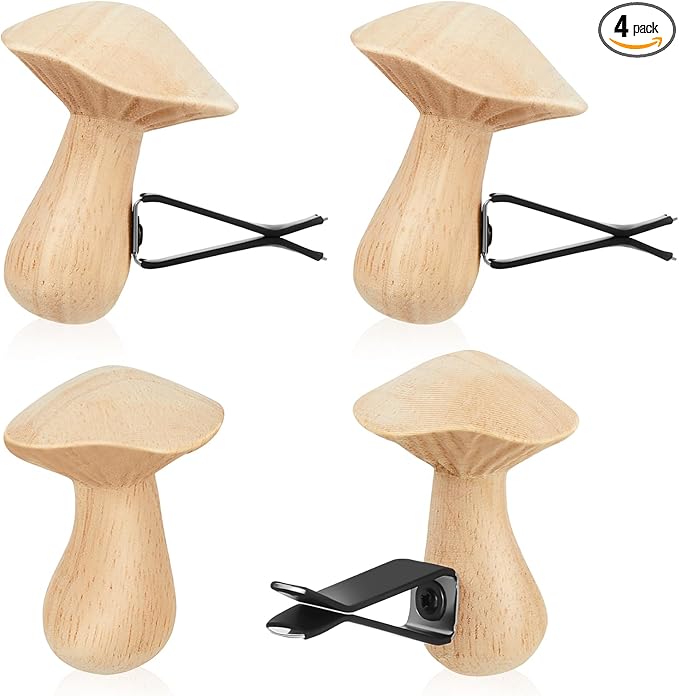 Dandat 4 Pcs Wood Car Essential Oil Diffuser Vent Clips Mushroom Car Air Freshener Aromatherapy Wooden Car Diffusers Automotive Interior Accessories Decoration for Women Men Gift