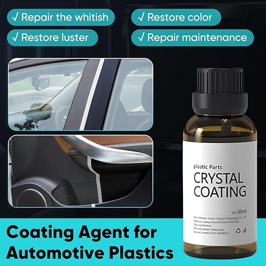 Crystal Coating for Car Plastic Parts - Plastic Trim Restorer to Restore Faded Surfaces - Long Lasting Shine, Easy Wipe-On for Dashboard, Door Panels & Exterior Trim (5)