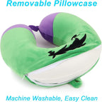 Superhero Travel Pillow for Kids & Adults with Sleep Eye Mask, Memory Foam U-Shaped Neck Pillow with Washable Cover, Soft Head Support Travel Accessories for Airplane Car Train Bus Recline, Green