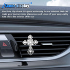 Bling Car Dashboard Air Vent Trim Clips, Crystal Rhinestone Air Vent Clips, Car Interior Decoration Accessories, Cross Air Conditioning Outlet Clip for Women Girls (Silver, 1PCS)