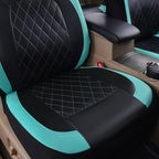 Universal Deluxe Pu Luxury Vinyl Faux Leather Car Seat Covers Two Front 6 Pieces Airbag Compatible Fit for Cars SUV Vehicles (Black and Mint)