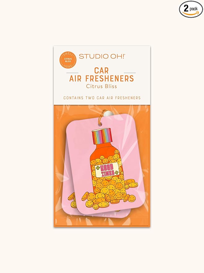Studio Oh! Car Air Fresheners - Pack of 2 Scented Hanging Car Odor Eliminator - Unique Design with Decorative Bead - Good Times