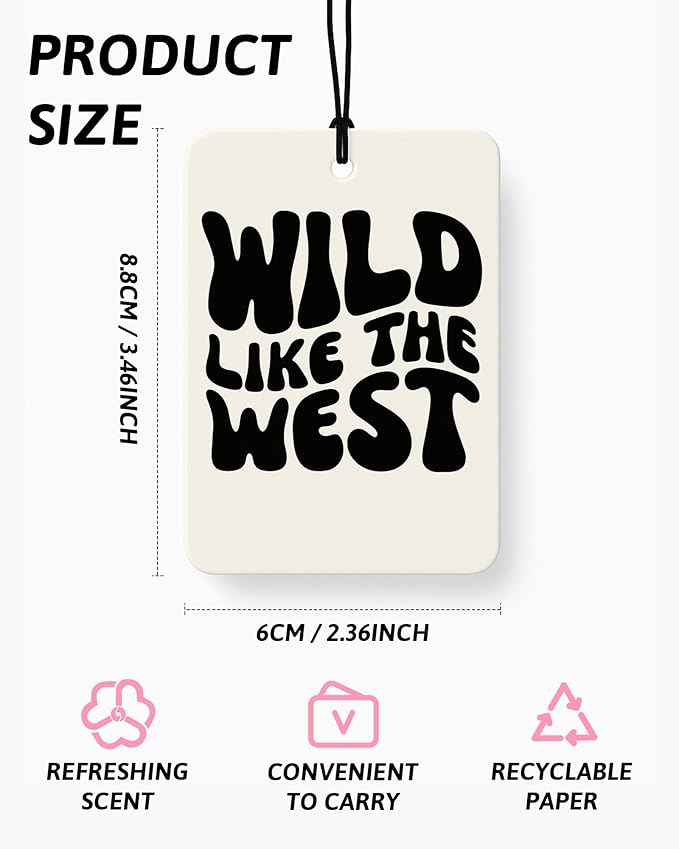 Retro Western Car Air Freshener 4 Pcs Coconut Scented, Cow Skull Cactus Ace Card Cowboy Car Accessories Mirror Decor for Women, Western Hanging Air Freshener for Cars Closet Drawer Books