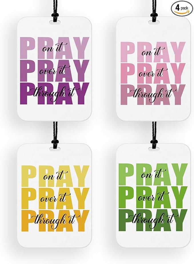 4 Pcs Pray Car Air Fresheners for Mirror Pink Christian Pray Car Accessories for Women Religious Air Freshener Cars Decor for Home Prayer Closet