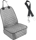 Dog Car Front Seat Cover with Side Flaps, Waterproof & Scratch Proof Car Seat Protector for Dog, Nonslip Pet Car Seat Pad with Safety Belt, Fit for Most Cars SUVs Trucks Jeeps (Grey)