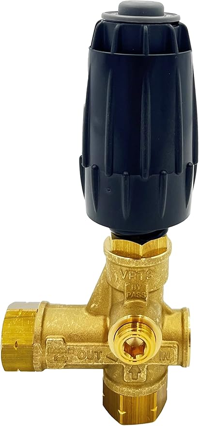 Annovi Reverberi VRT3-310 Unloader, Black Spring, 4500 PSI, 10.5 GPM, Adjustment Knob, Brass