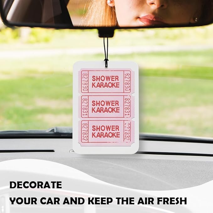 Pink Girls Bathroom Car Air Freshener 3 Pcs, Preppy Girly Peach Shower Karaoke Guest Check Air Freshener Hanging Decor for Cars Closet Drawer Books Bathroom Washroom Toilet Restroom
