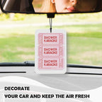 Pink Girls Bathroom Car Air Freshener 3 Pcs, Preppy Girly Peach Shower Karaoke Guest Check Air Freshener Hanging Decor for Cars Closet Drawer Books Bathroom Washroom Toilet Restroom