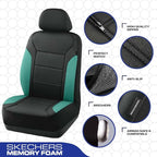 Skechers Memory Foam Car Seat Covers,Fabric Car Seat Protection Thick Memory Foam, Seat Cover for Cars Airbag Compatible, Automotive Comfort Protection for Most Cars,Trucks, SUVs,Green