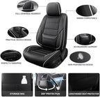Car Seat Covers Full Set Custom Fit for Ford Taurus 1999-2018-Luxury Leather with Lumbar Support, Breathable, Waterproof, Anti-Slip, Durable, Easy to Install (Black&White,Full Set)