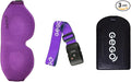 GEGO Premium Travel Kit, Sleep Mask 3D Contoured Eye with Soft Memory Foam, Luggage Tag Waterproof Resistant and Strap with Lock for Luggage TSA Approved (Sleep Mask Purple/Luggage Tag Black)