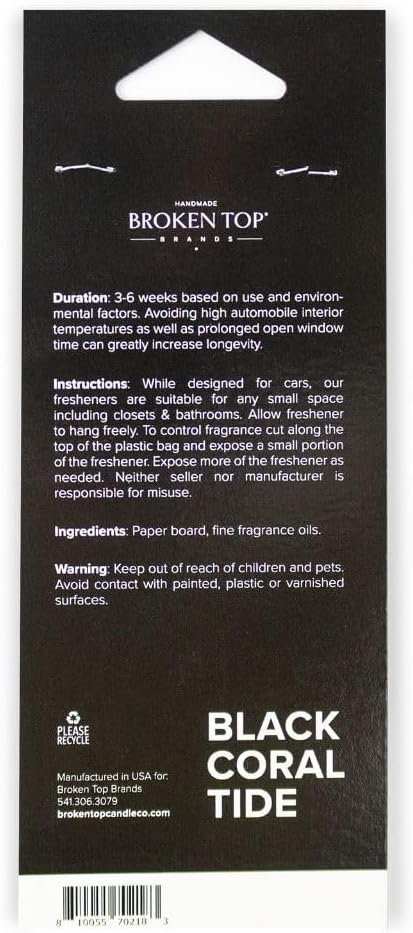 Black Coral Tide Car Air Freshener, Pack of 4