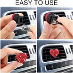 5 Pcs Bling Red Lips Air Vent Clips, Heart Shape Crystal Car Air Vent Clip Charms Car Air Fresheners for Women Rhinestone Diffuser Vent Clip Cute Car Decor Bling Car Accessories for Women (Red hearts)